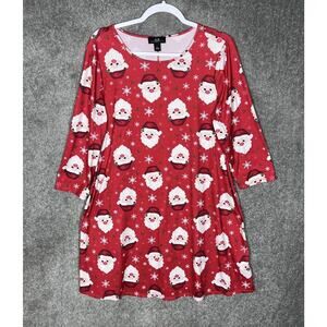 AGB Santa Claus‎ Christmas Dress Womens Size Large Red Stretch 3/4 Sleeve